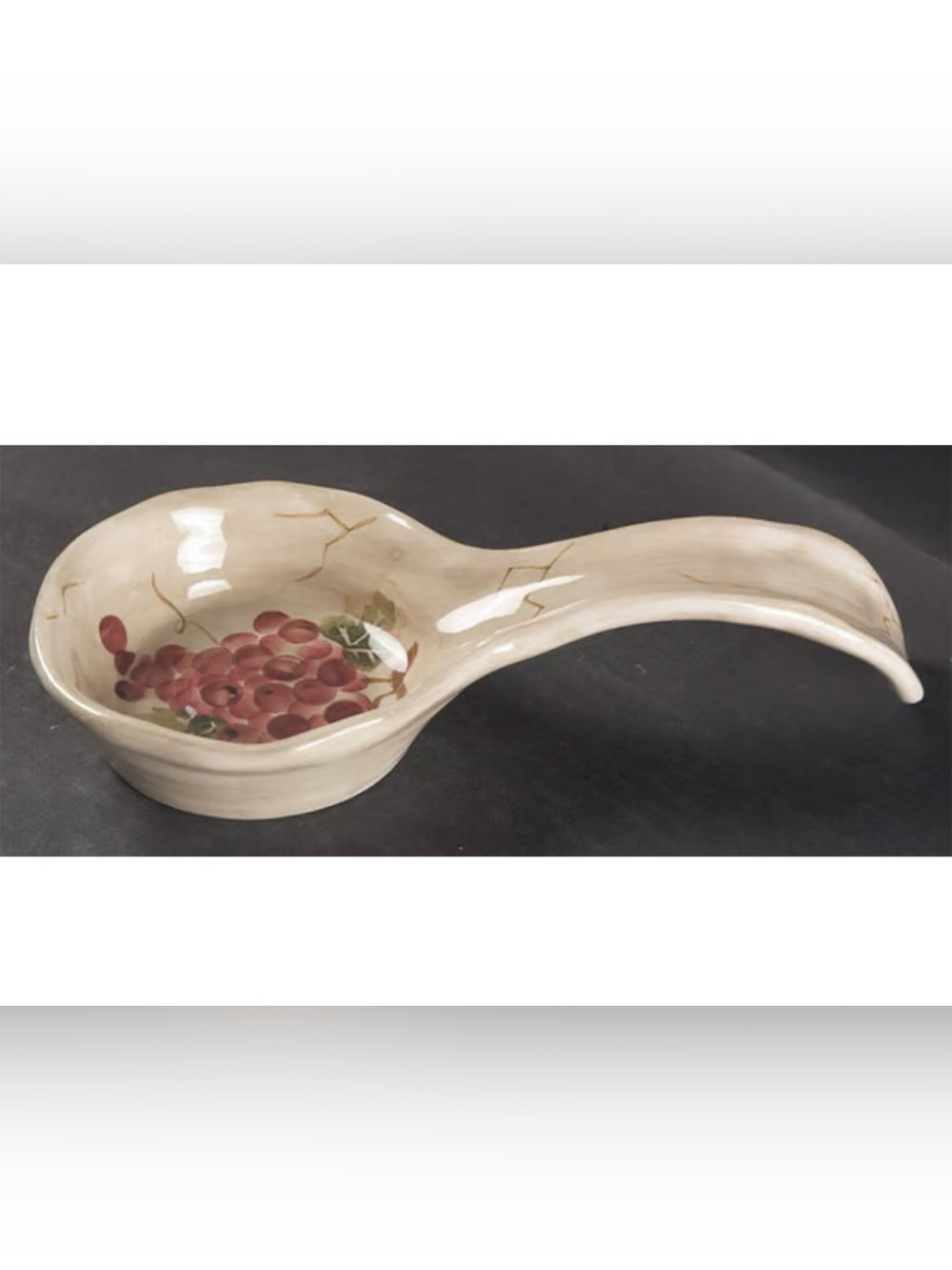 Cabernet Tabletops Unlimited Spoon Rest with Grape Design - Cream and Brown
